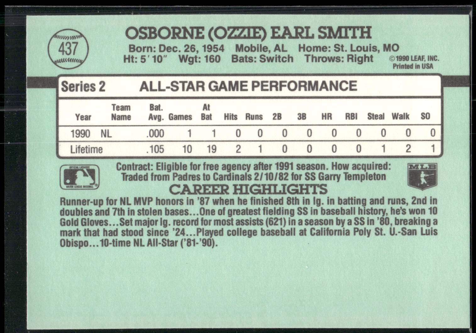 1991 Donruss #437 Ozzie Smith