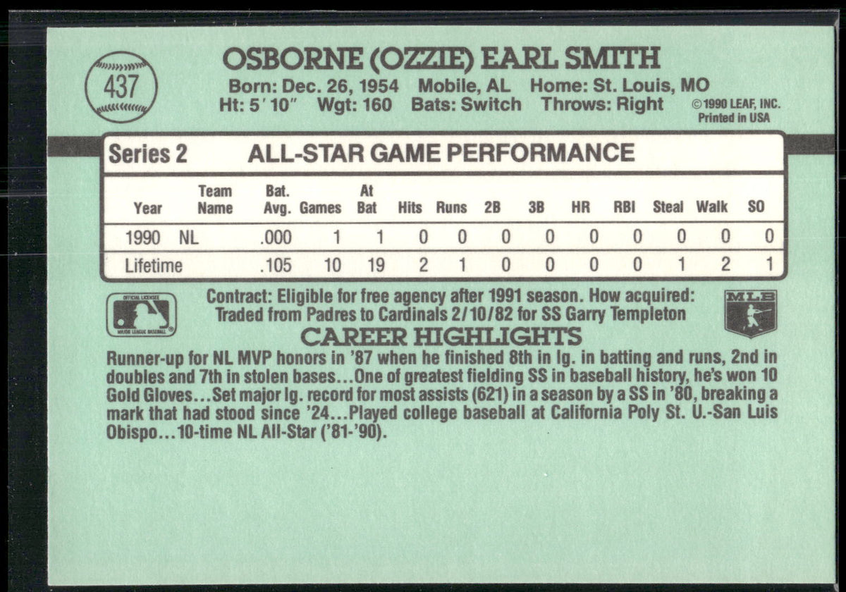 1991 Donruss #437 Ozzie Smith