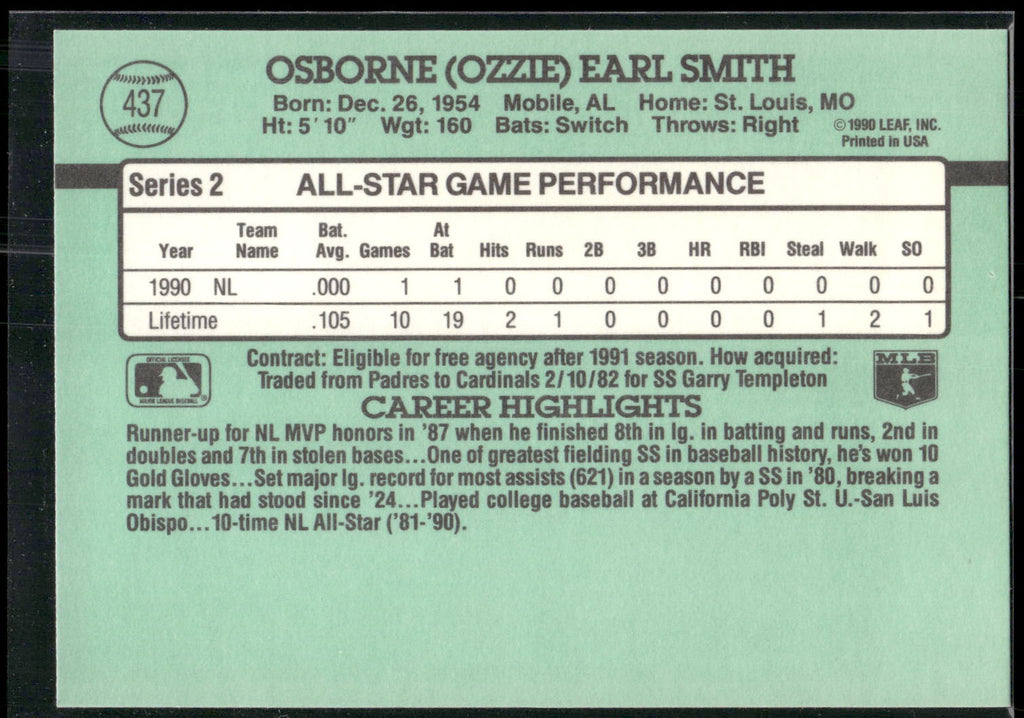 1991 Donruss #437 Ozzie Smith