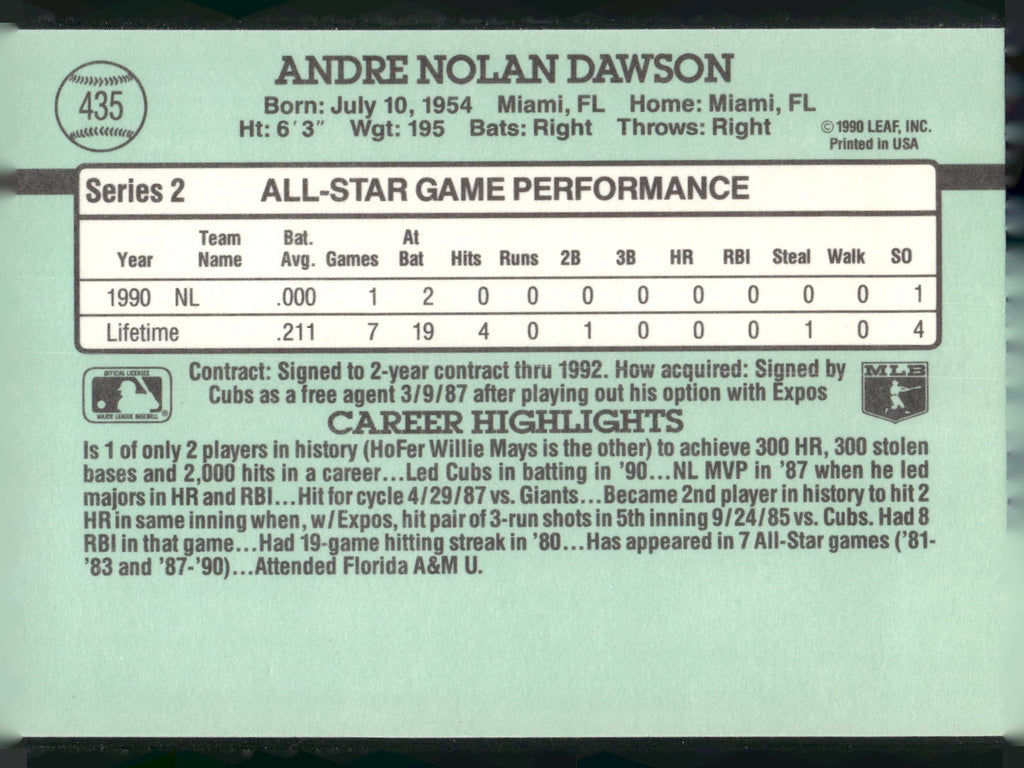 1991 Donruss #435 Andre Dawson