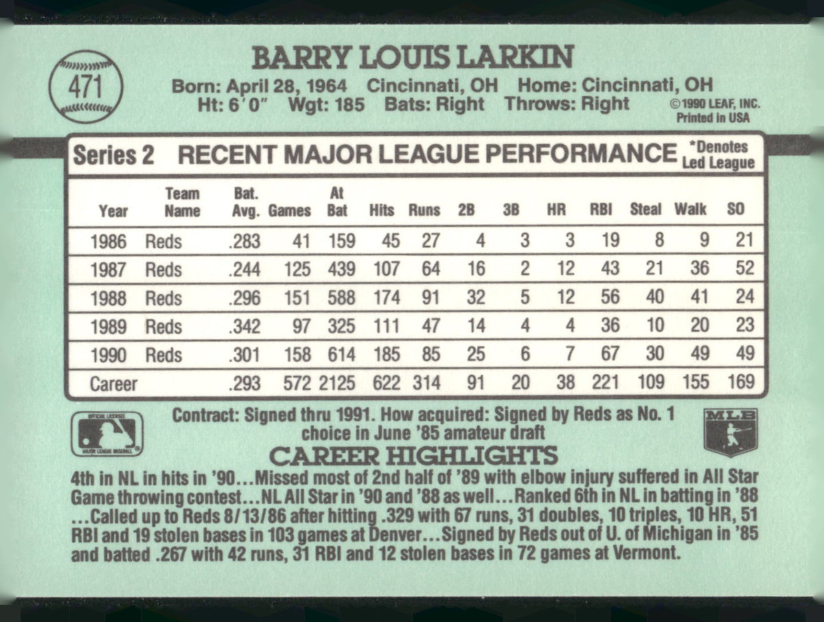 1991 Donruss #471 Barry Larkin