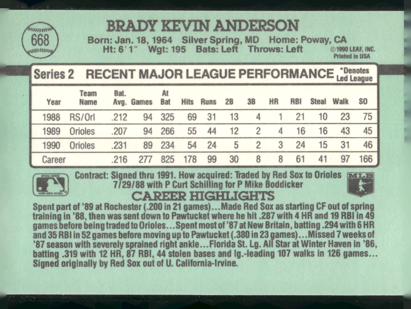 1991 Donruss #668 Brady Anderson