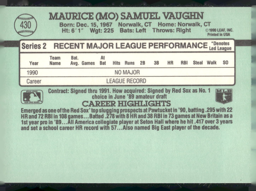 1991 Donruss #430 Mo Vaughn