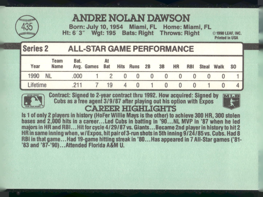 1991 Donruss #435 Andre Dawson
