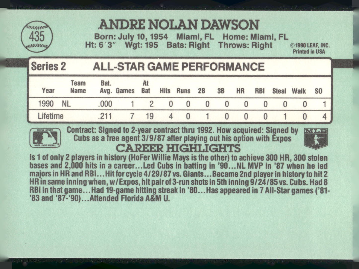 1991 Donruss #435 Andre Dawson