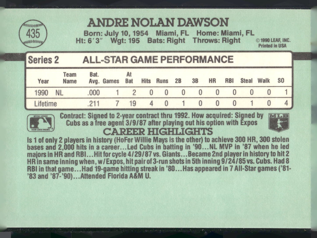 1991 Donruss #435 Andre Dawson