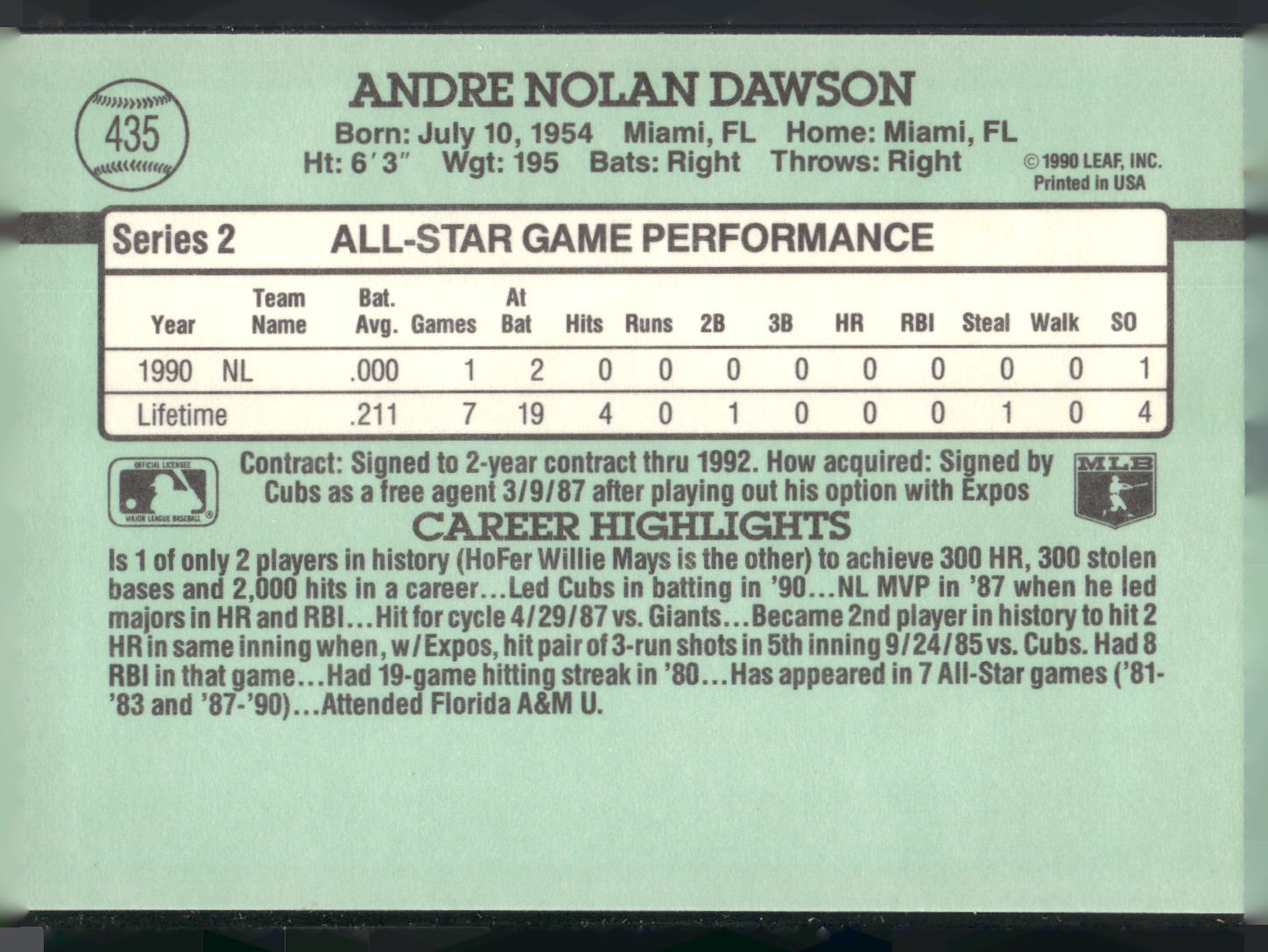 1991 Donruss #435 Andre Dawson
