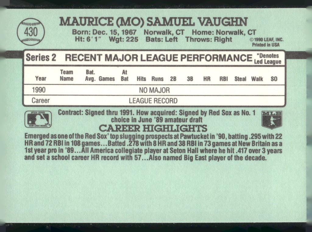 1991 Donruss #430 Mo Vaughn