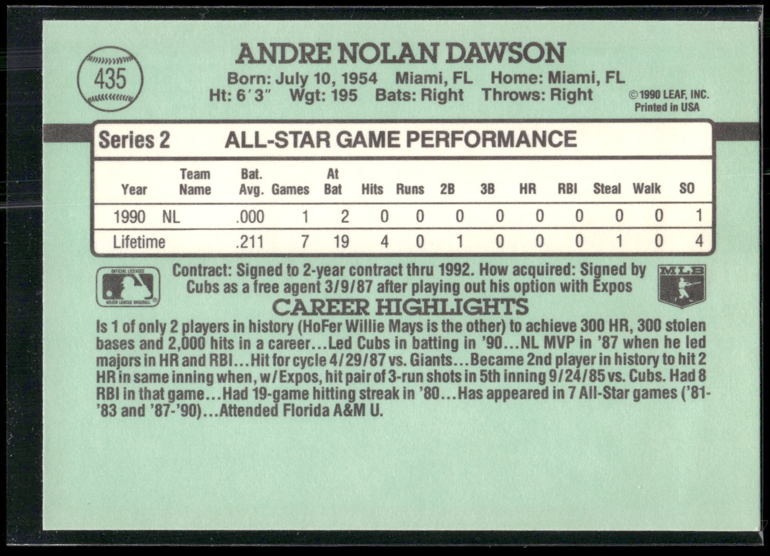 1991 Donruss #435 Andre Dawson