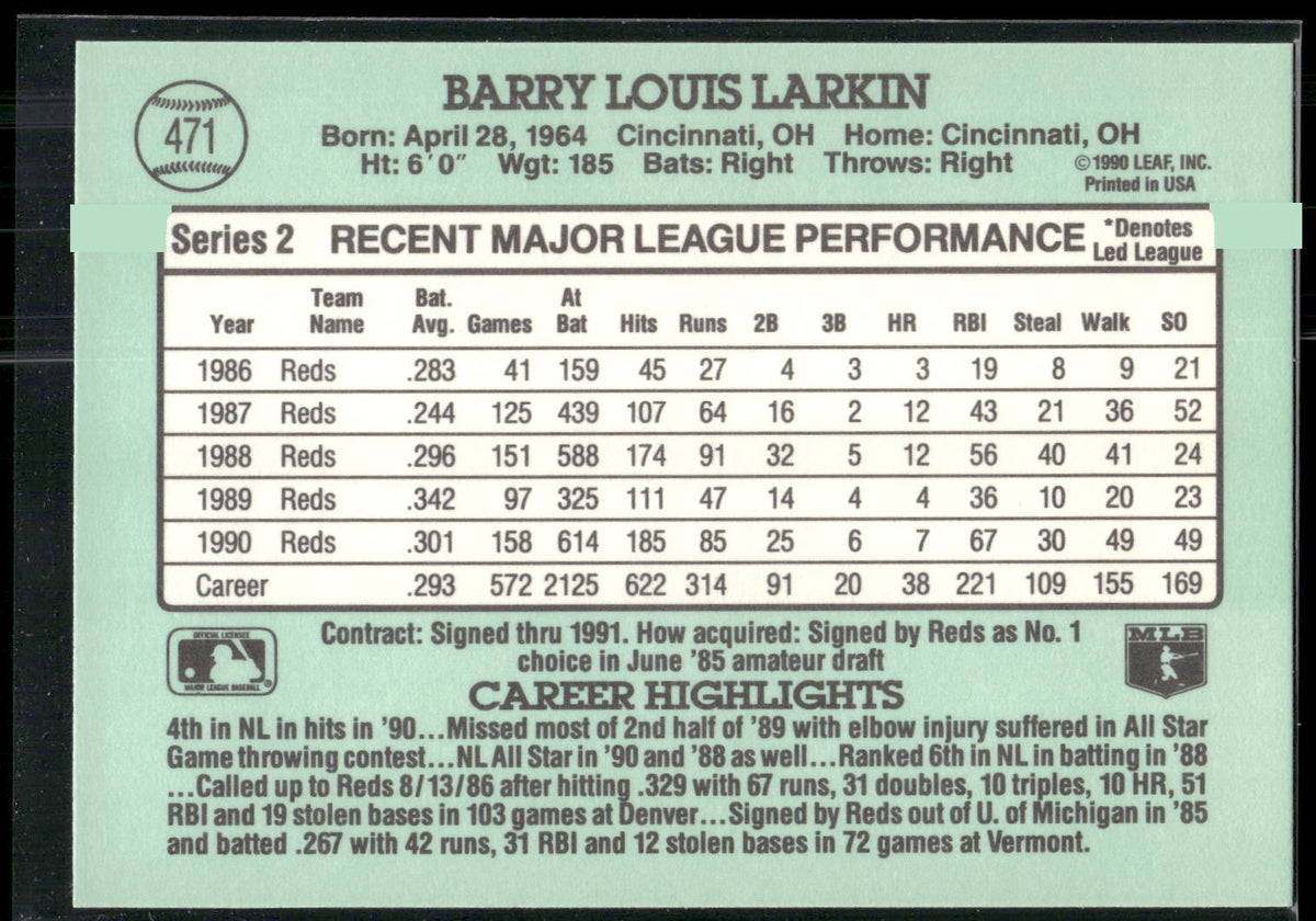 1991 Donruss #471 Barry Larkin