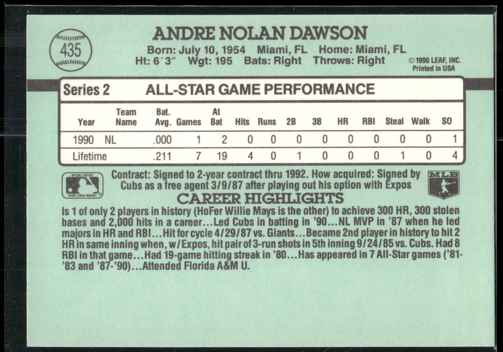 1991 Donruss #435 Andre Dawson
