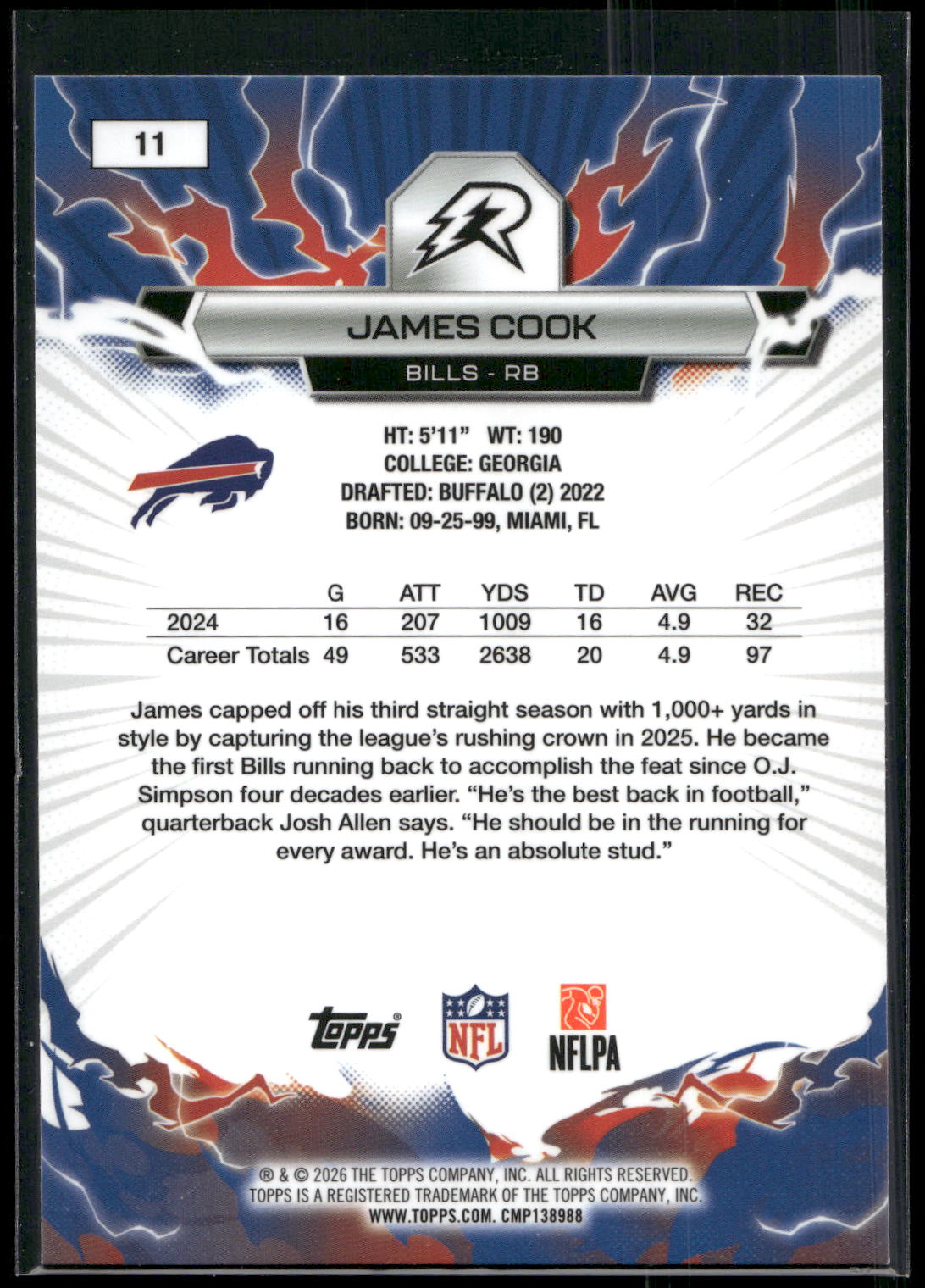 2025 Topps Resurgence #11 James Cook