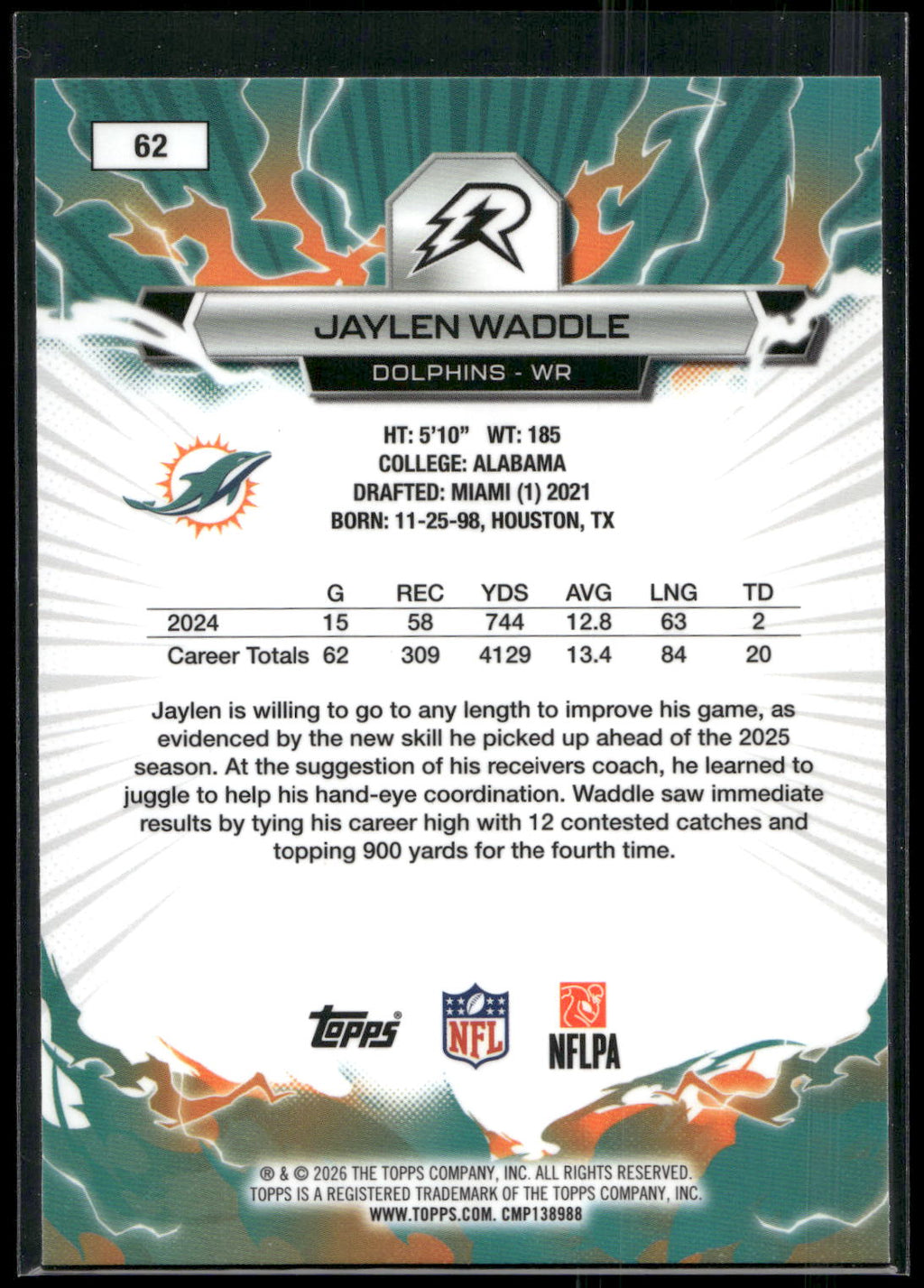 2025 Topps Resurgence #62 Jaylen Waddle