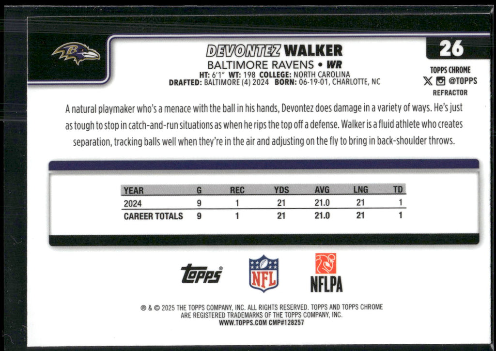 2025 Topps Chrome #26 Devontez Walker Refractor