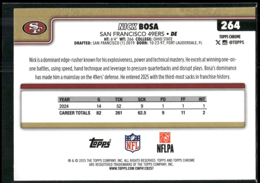 2025 Topps Chrome #264 Nick Bosa