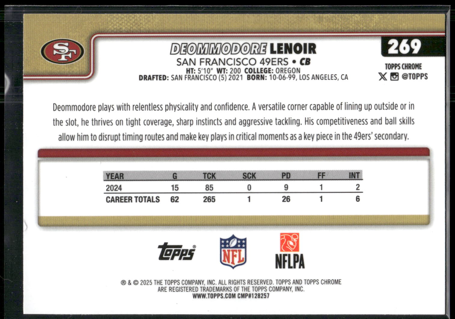 2025 Topps Chrome #269 Deommodore Lenoir