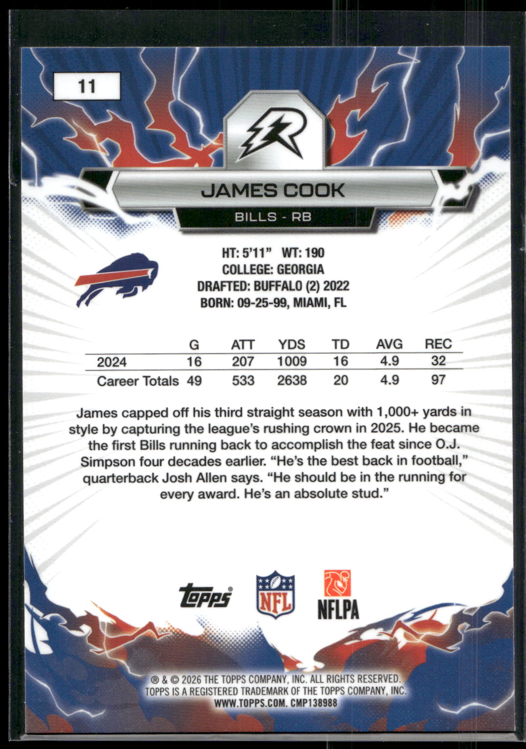 2025 Topps Resurgence #11 James Cook