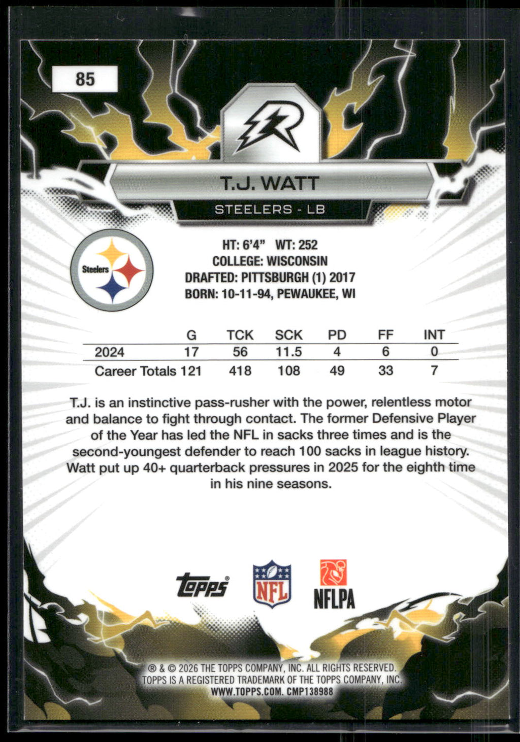 2025 Topps Resurgence #85 T.J. Watt