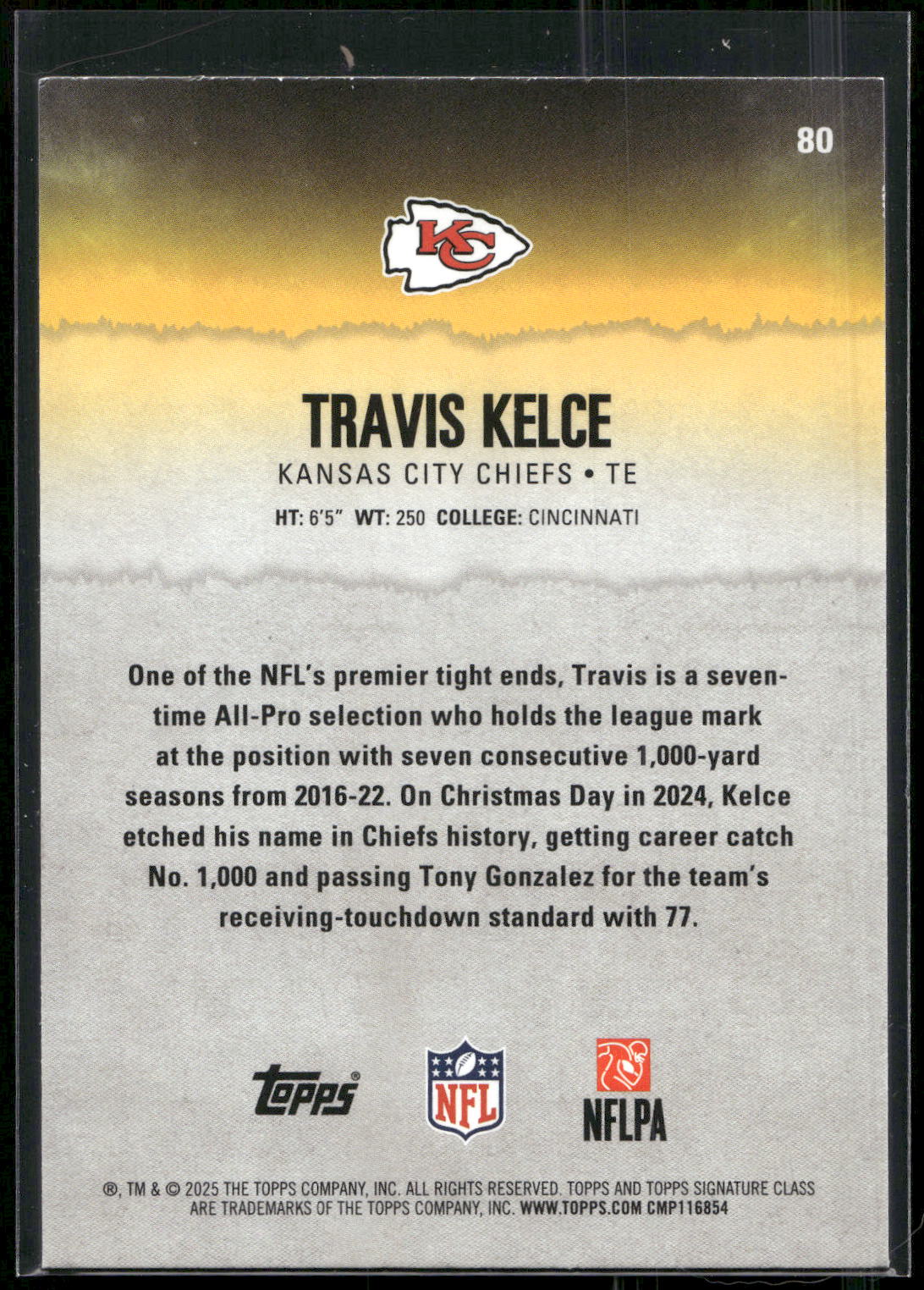 2025 Topps Signature Class #80 Travis Kelce