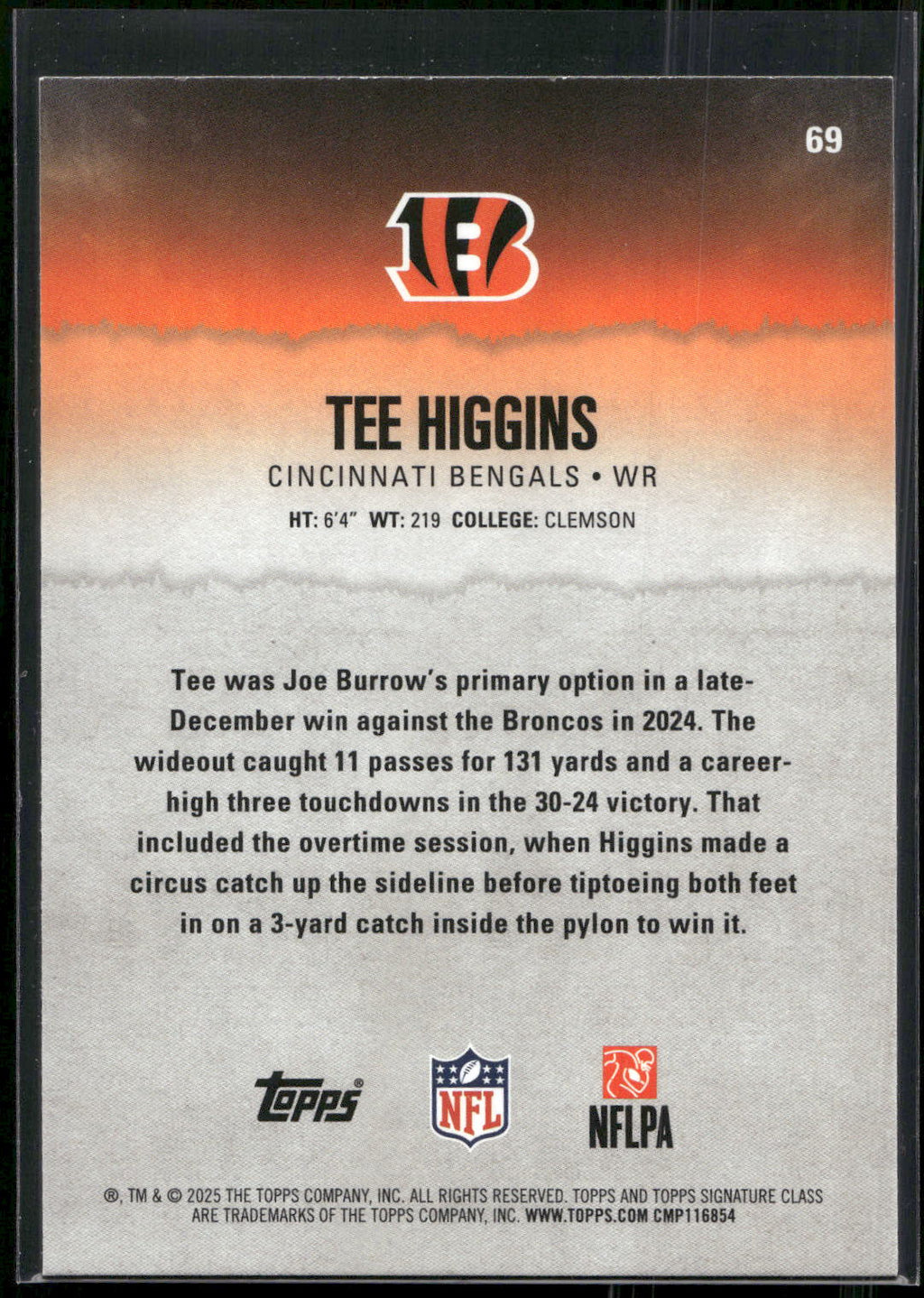 2025 Topps Signature Class #69 Tee Higgins