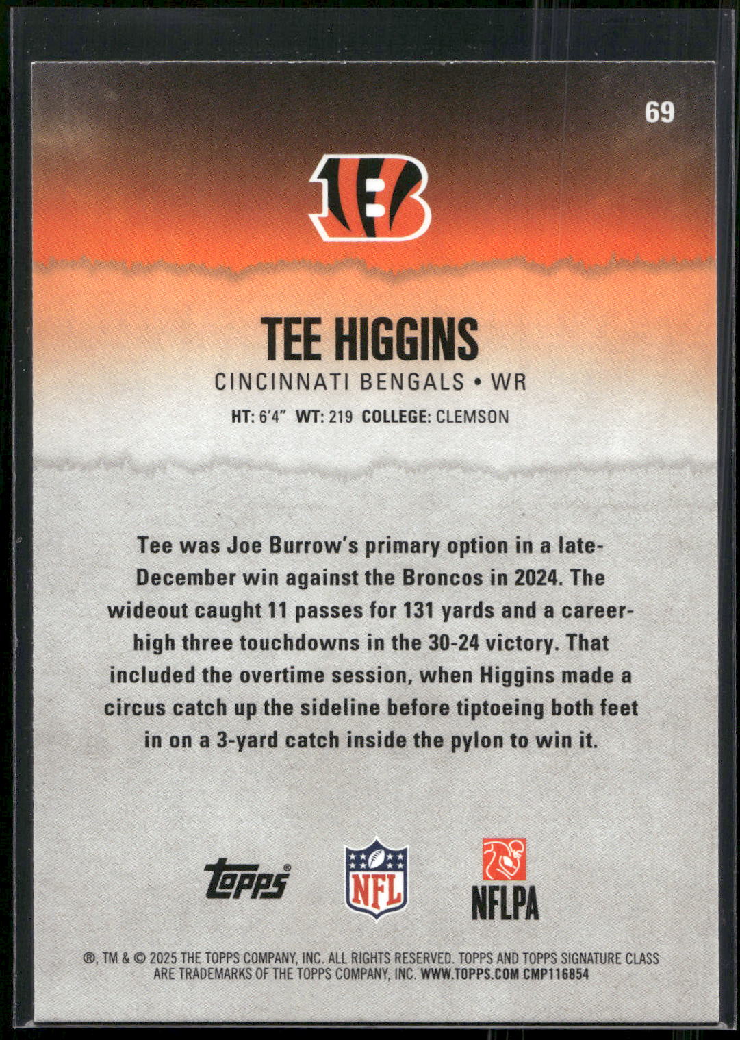 2025 Topps Signature Class #69 Tee Higgins