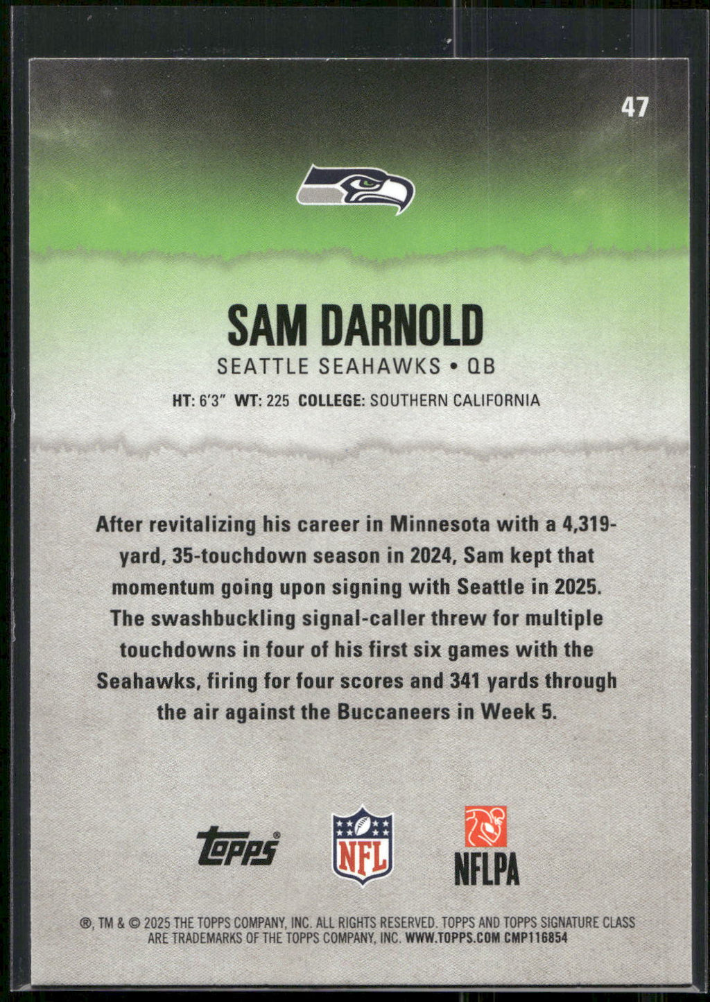 2025 Topps Signature Class #47 Sam Darnold