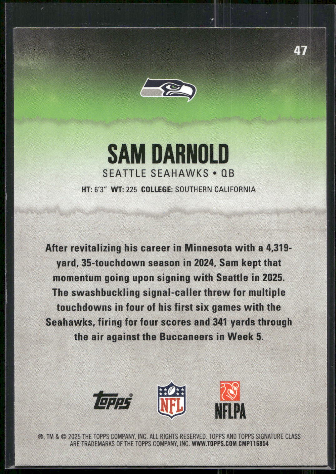 2025 Topps Signature Class #47 Sam Darnold