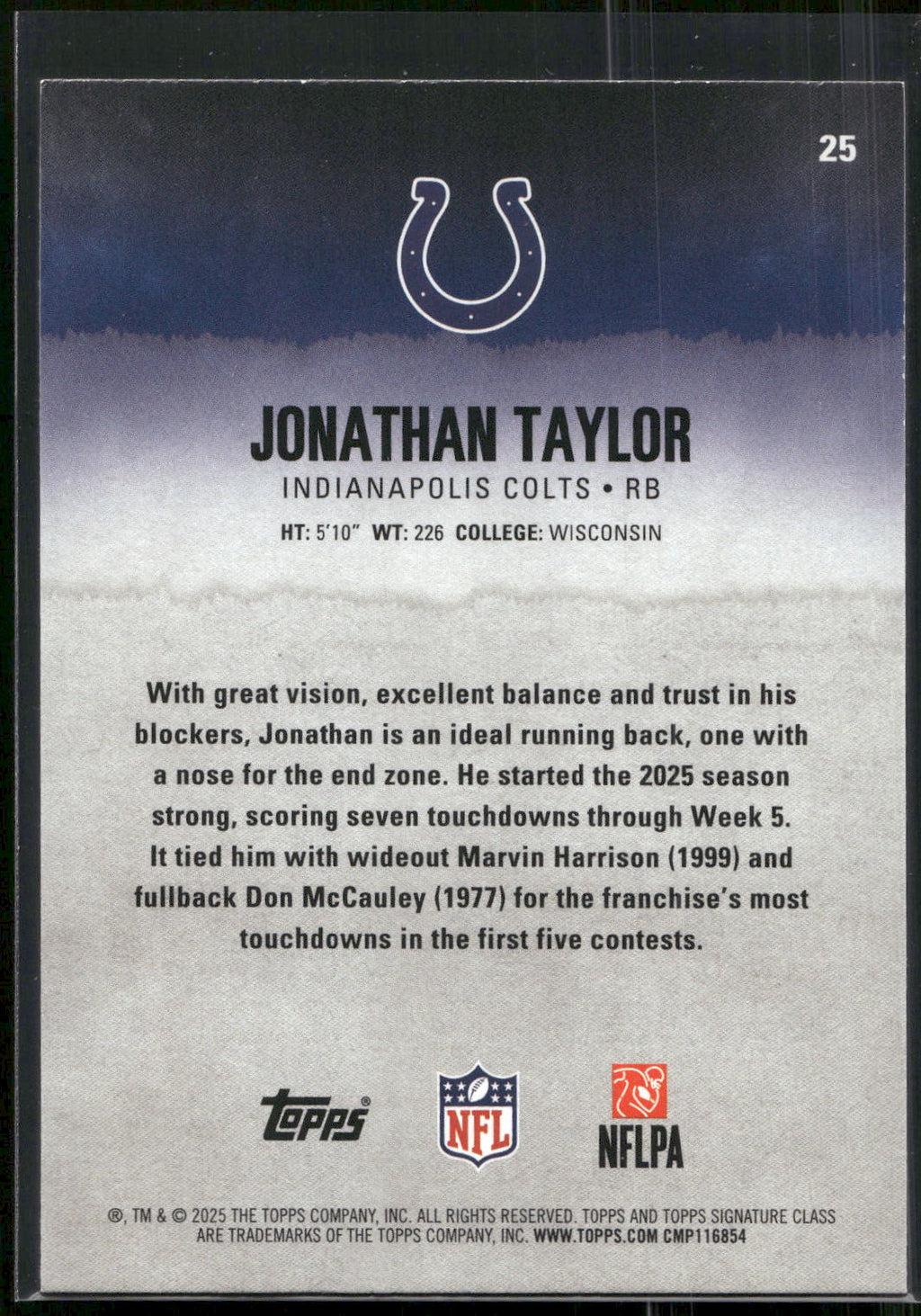 2025 Topps Signature Class #25 Jonathan Taylor