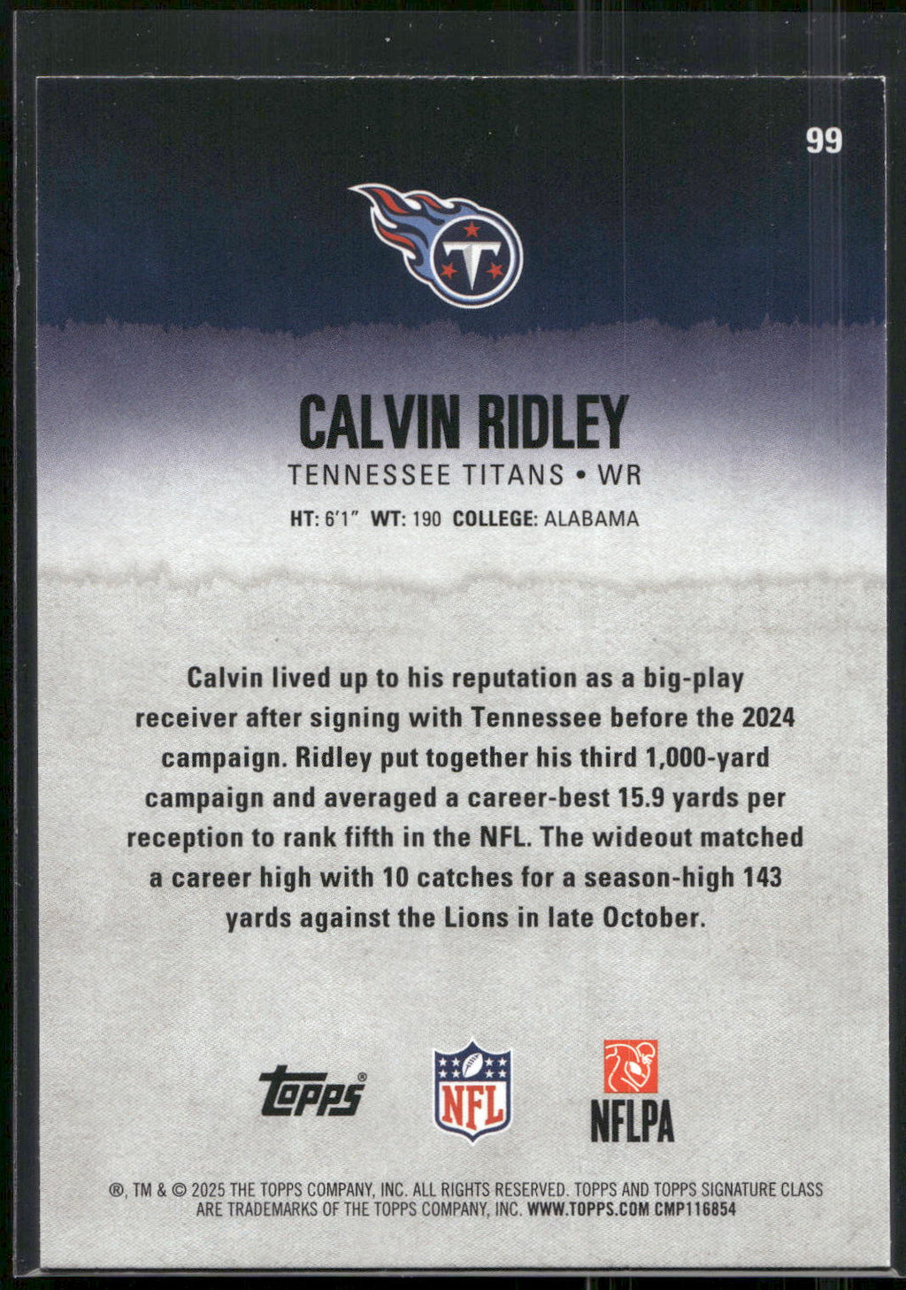 2025 Topps Signature Class #99 Calvin Ridley