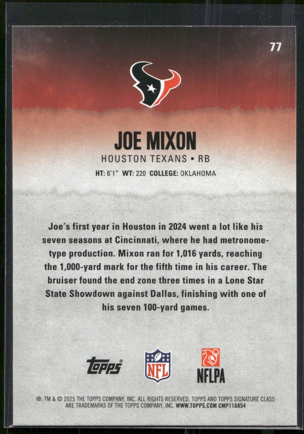 2025 Topps Signature Class #77 Joe Mixon