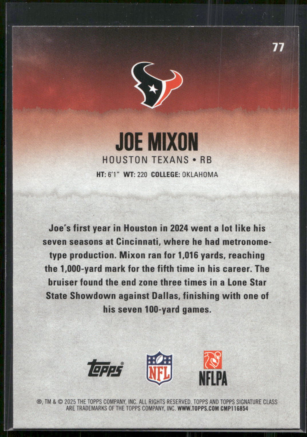 2025 Topps Signature Class #77 Joe Mixon