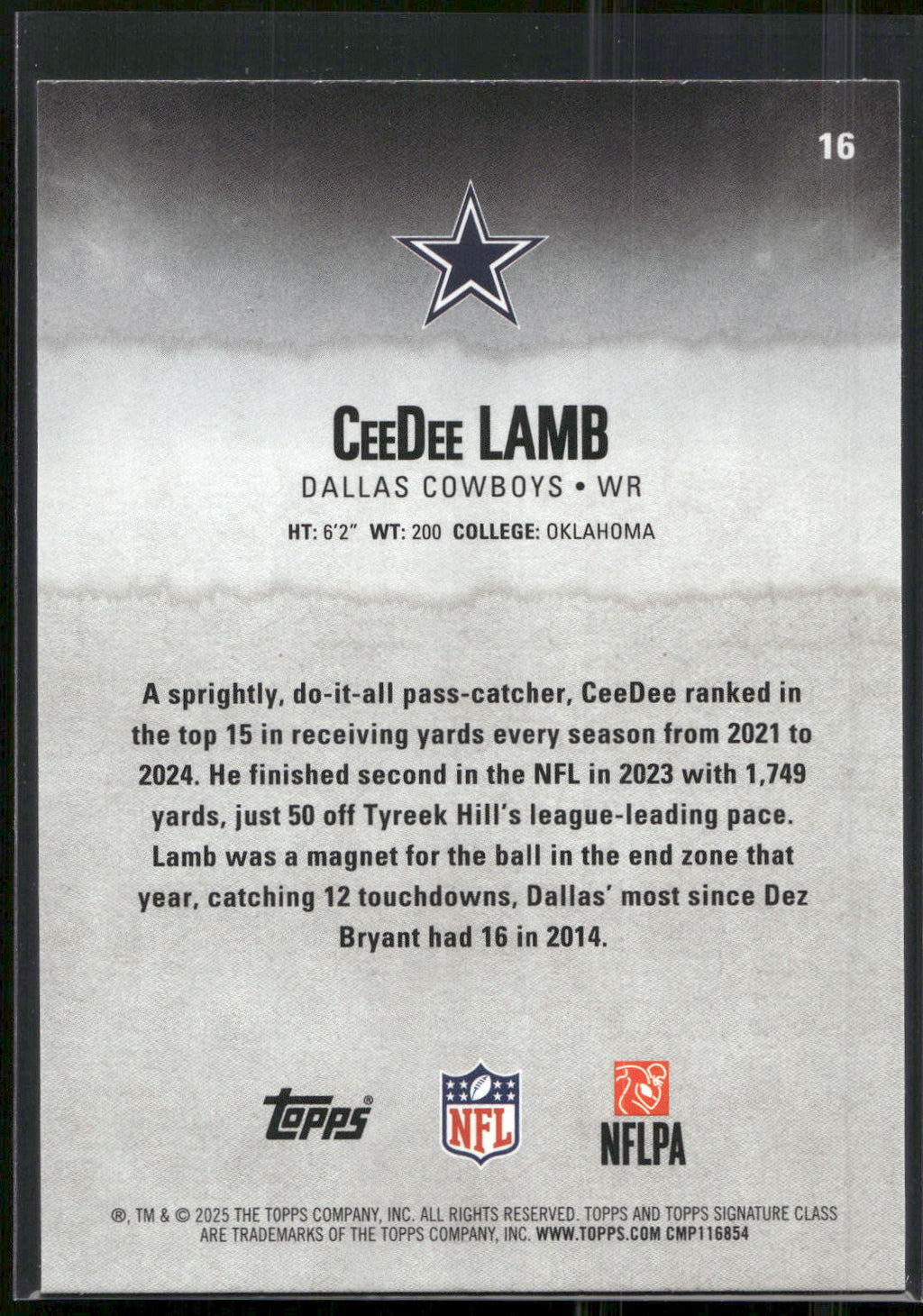 2025 Topps Signature Class #16 CeeDee Lamb