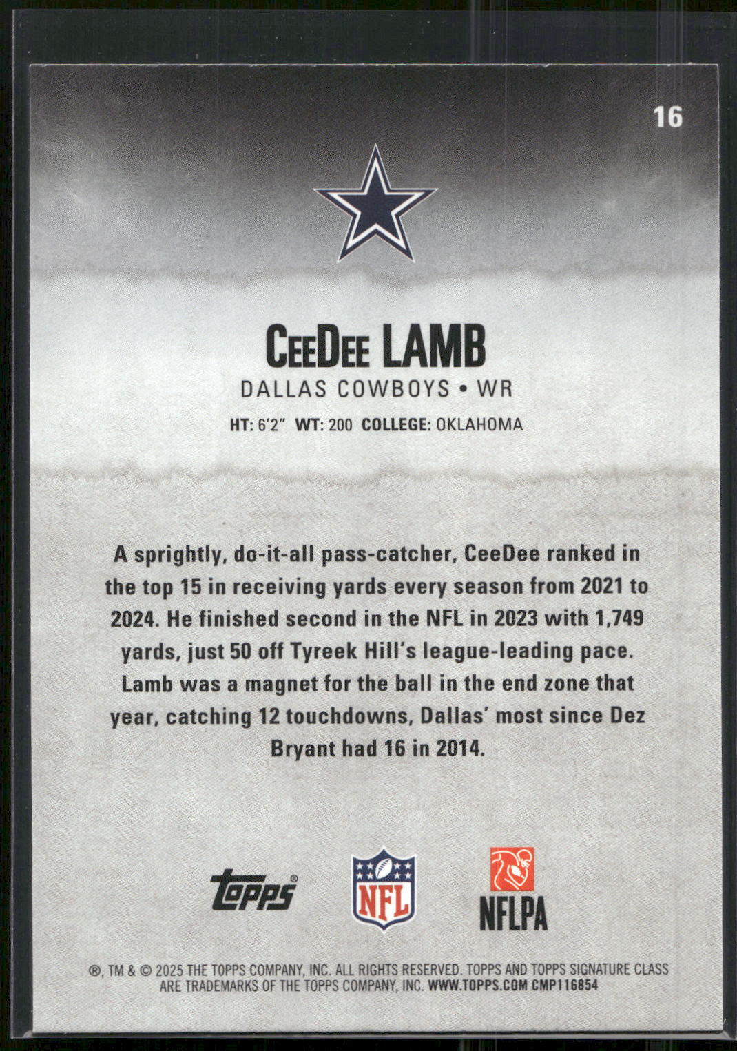2025 Topps Signature Class #16 CeeDee Lamb