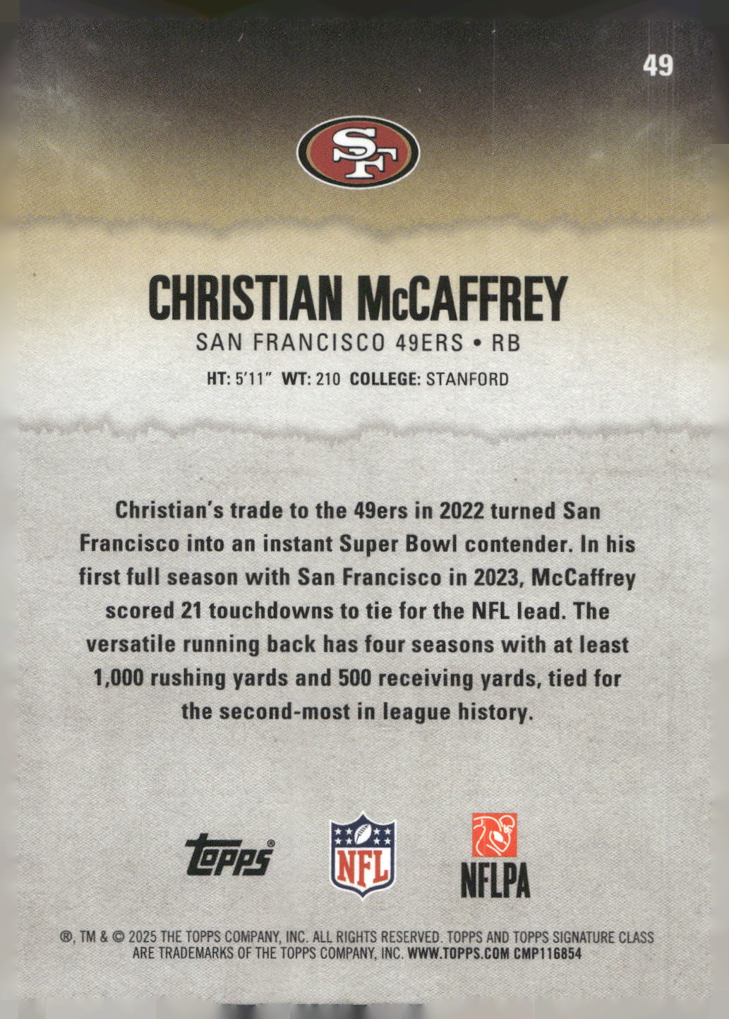 2025 Topps Signature Class #49 Christian McCaffrey