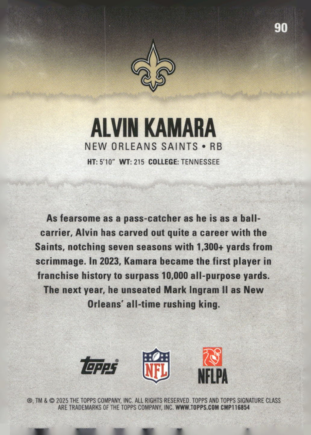 2025 Topps Signature Class #90 Alvin Kamara