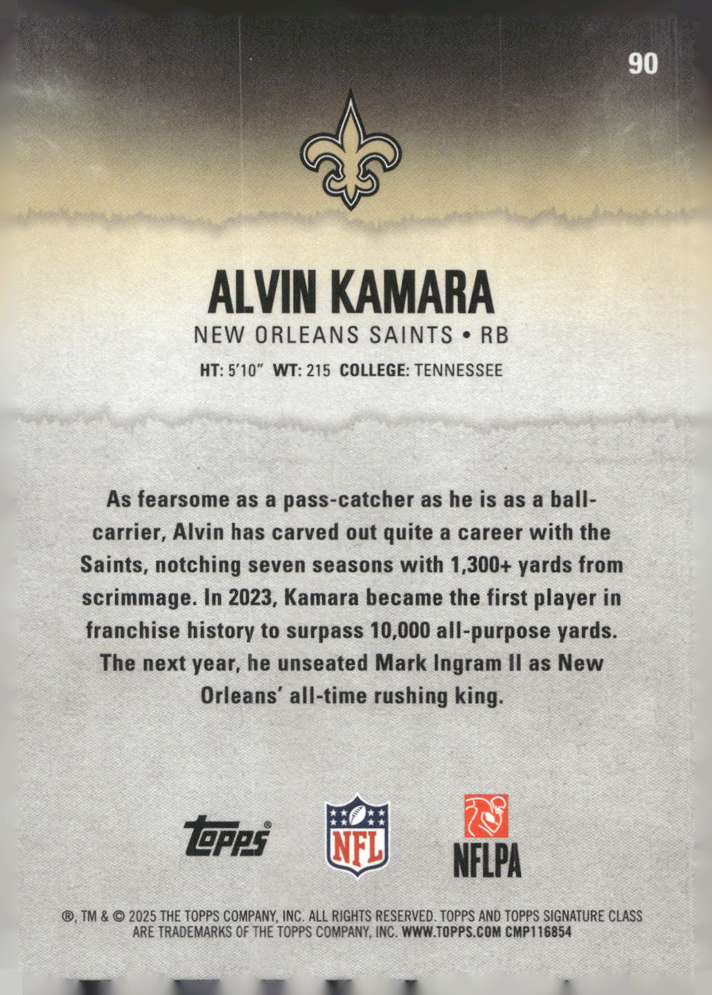 2025 Topps Signature Class #90 Alvin Kamara
