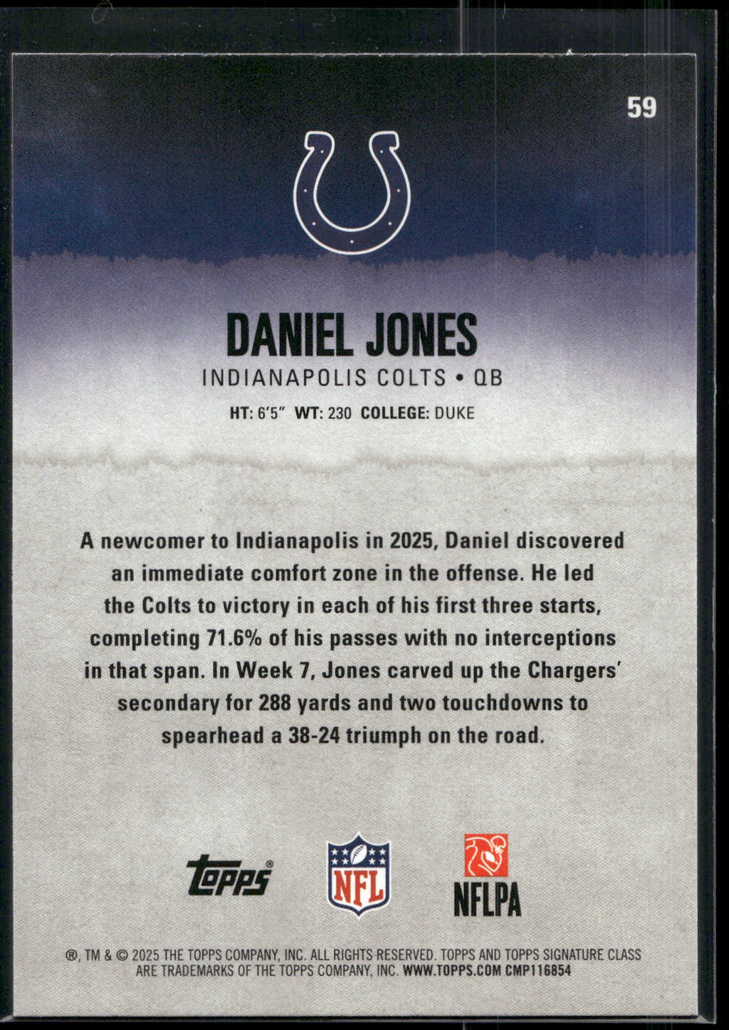 2025 Topps Signature Class #59 Daniel Jones