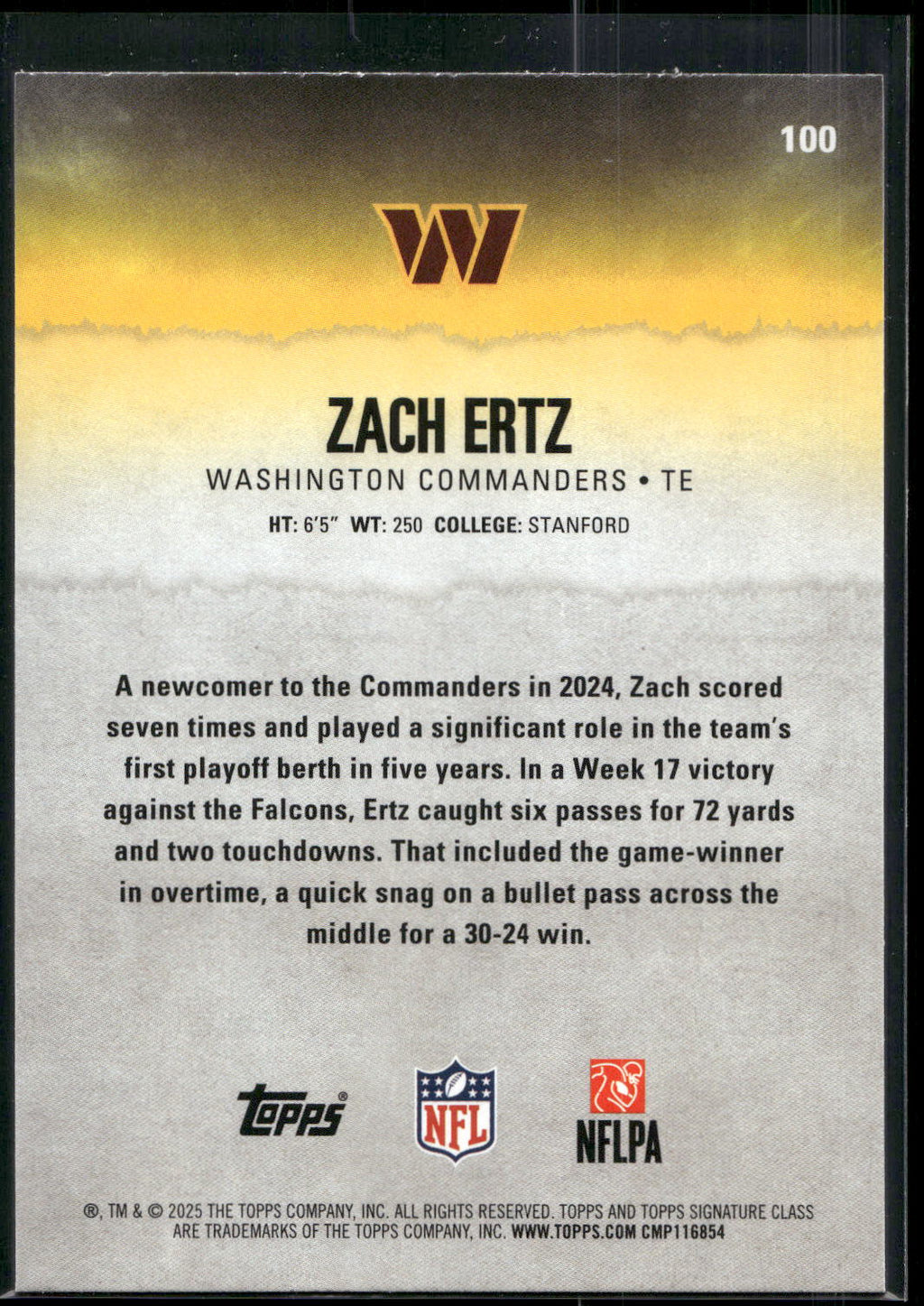 2025 Topps Signature Class #100 Zach Ertz