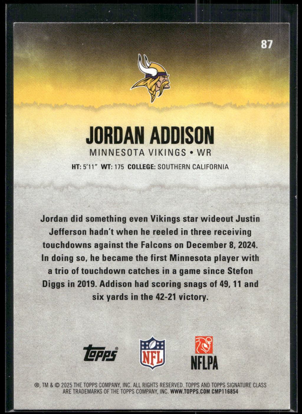 2025 Topps Signature Class #87 Jordan Addison