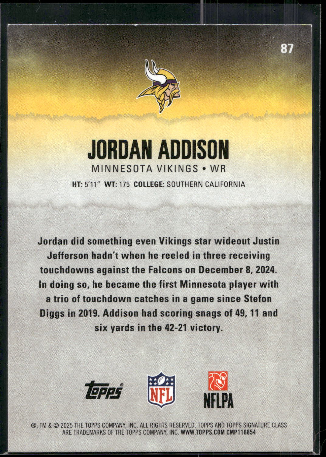 2025 Topps Signature Class #87 Jordan Addison
