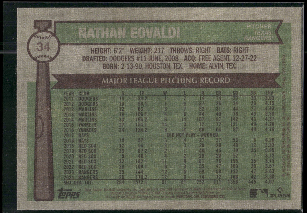 2025 Topps Heritage #34 Nathan Eovaldi