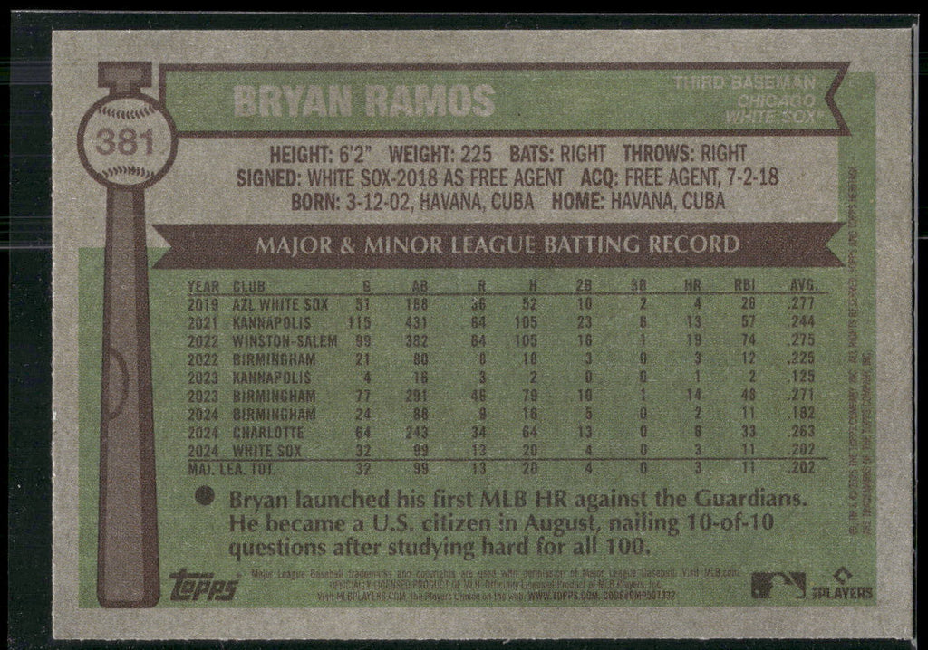 2025 Topps Heritage #381 Bryan Ramos