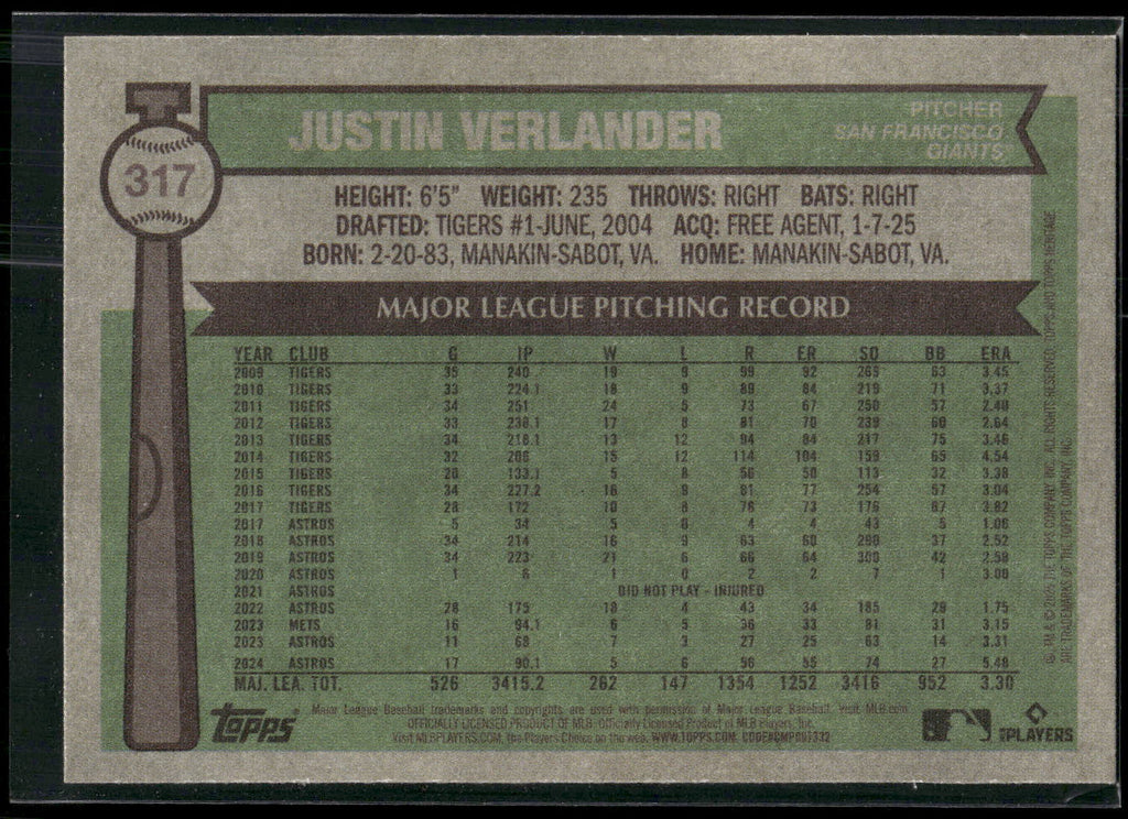 2025 Topps Heritage #317 Justin Verlander