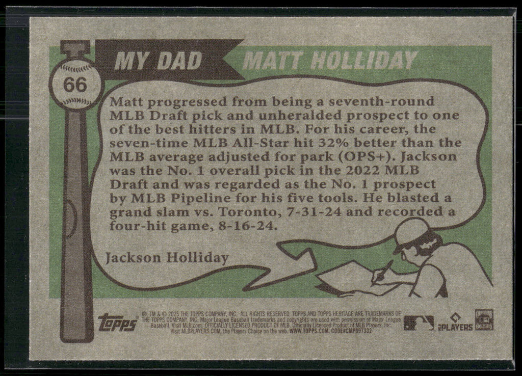2025 Topps Heritage #66 Matt Holliday / Jackson Holliday