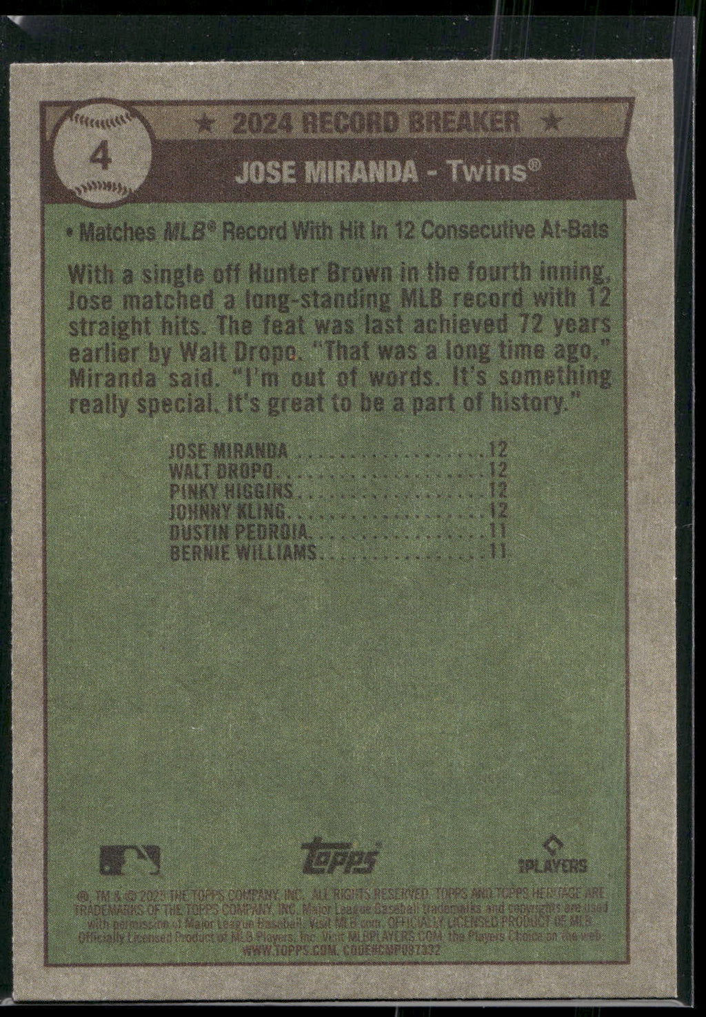 2025 Topps Heritage #4 Jose Miranda