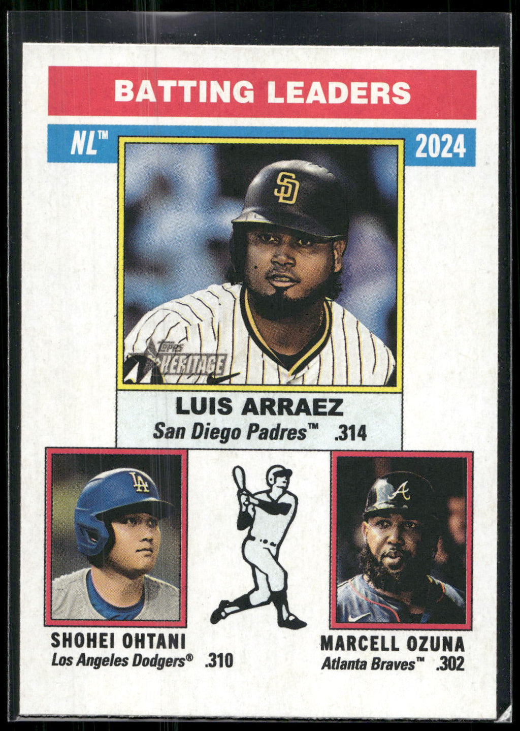 2025 Topps Heritage #191 NL (Luis Arraez / Marcell Ozuna / Shohei Ohtani)