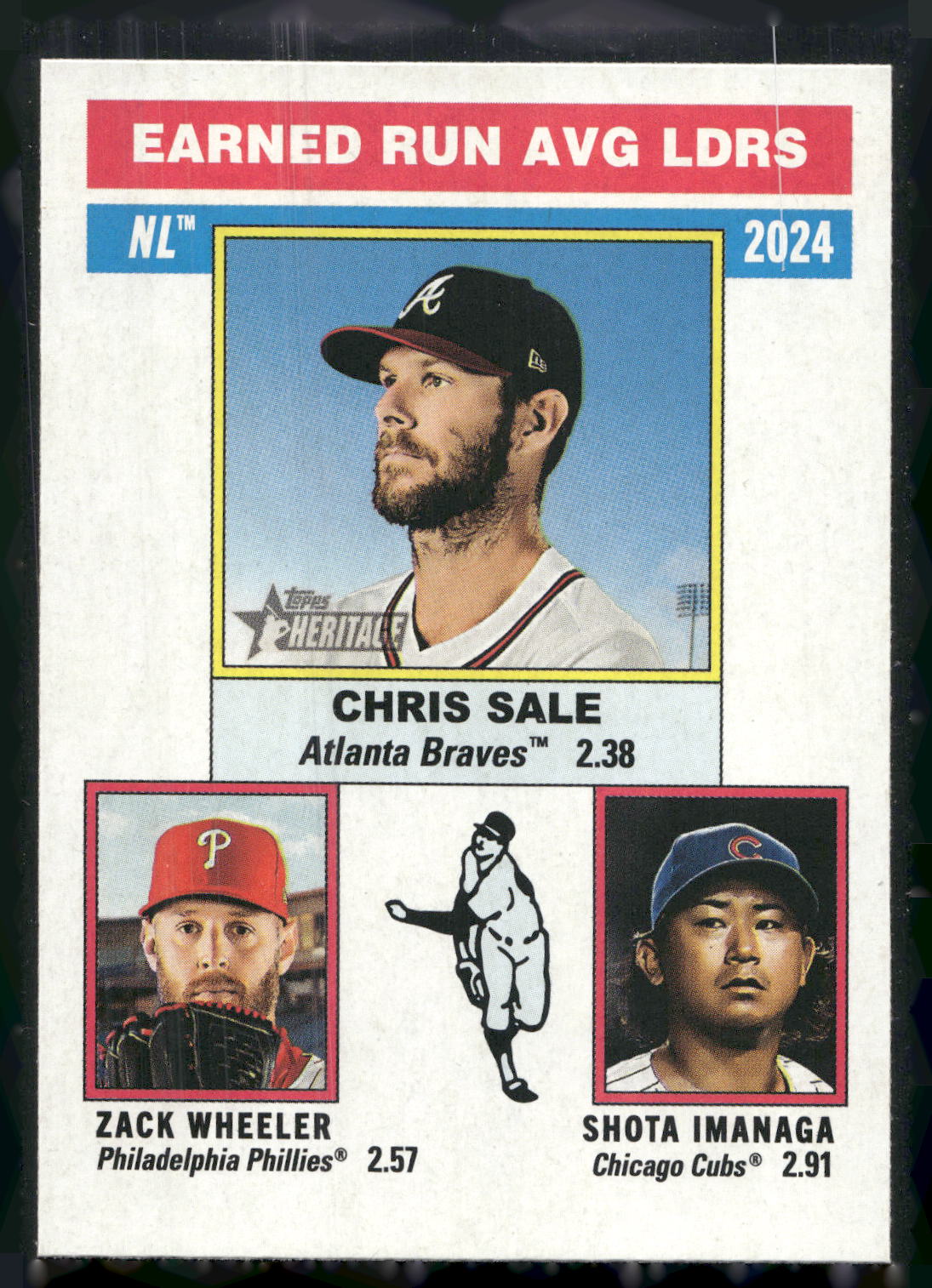 2025 Topps Heritage #201 ERA LDRS (Shota Imanaga / Zack Wheeler / Chris Sale)