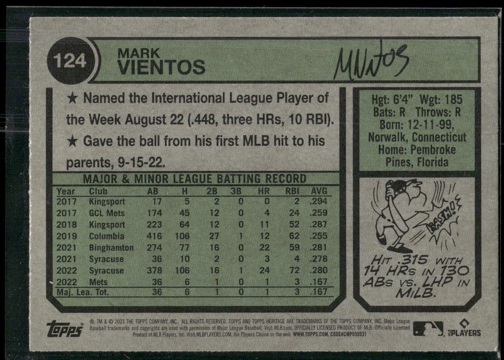 2023 Topps Heritage #124 Mark Vientos
