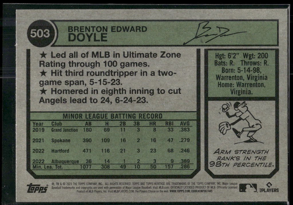 2023 Topps Heritage #503 Brenton Doyle