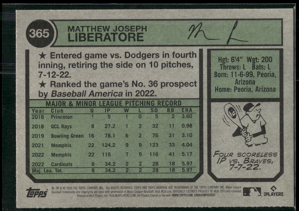 2023 Topps Heritage #365 Matthew Liberatore